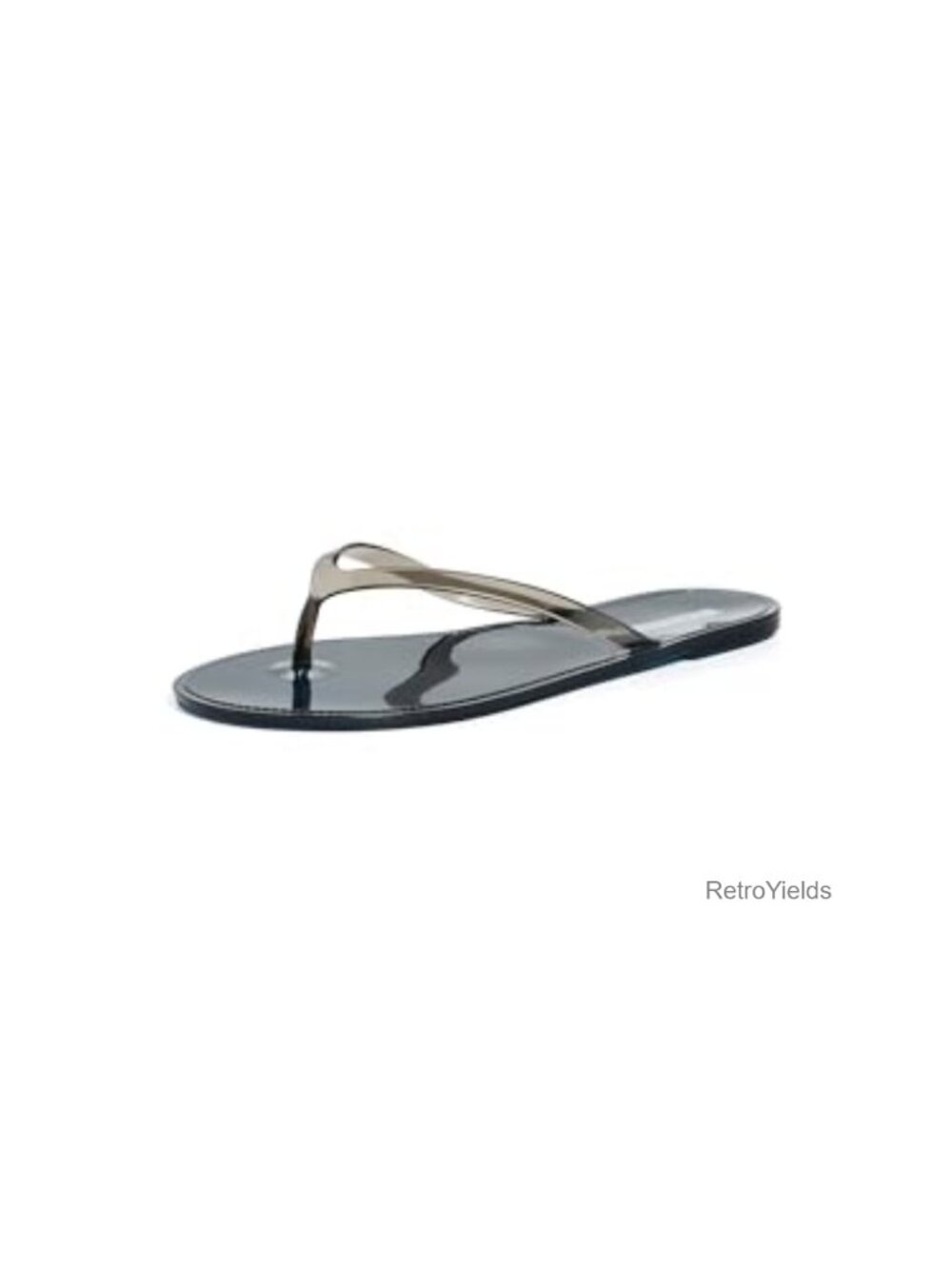 Black Suede Studio Crystal Jelly Flip Flops Rubber Sole Slip On
